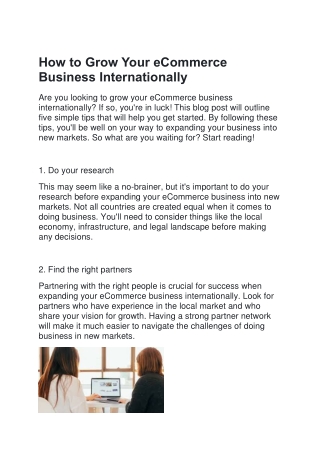 How to Grow Your eCommerce Business Internationally