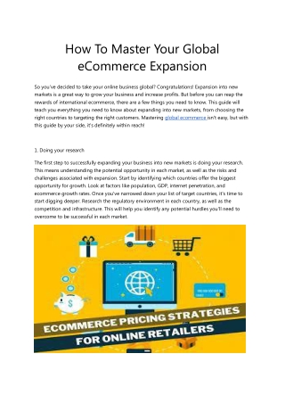 How To Master Your Global eCommerce Expansion