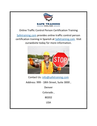 Online Traffic Control Person Certification Training