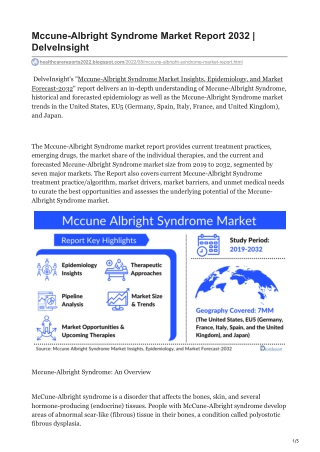 Mccune-Albright Syndrome Market Report 2032  DelveInsight