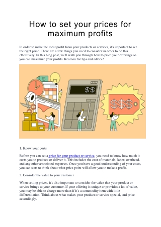 How to set your prices for maximum profits