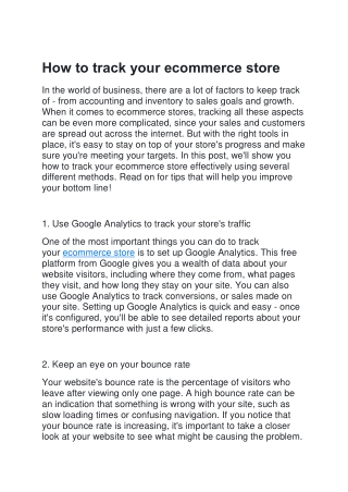 How to track your ecommerce stores