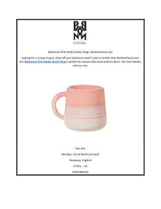 Bohemian Pink Ombre Rustic Mug | Bonbonfistral.com