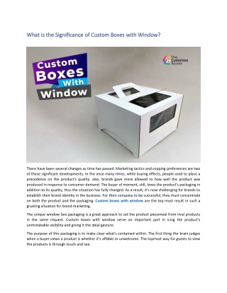 What is the Significance of Custom Boxes with Window?