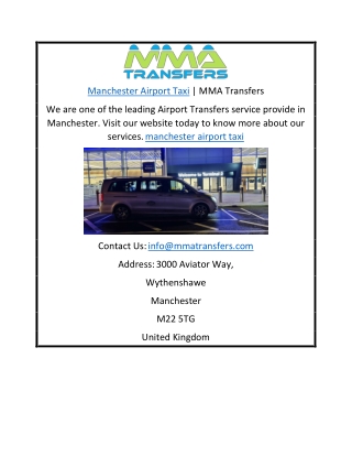 Manchester Airport Taxi | MMA Transfers