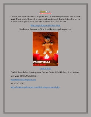 Blackmagic Removal in New York | Bestlovespellsexpert.com