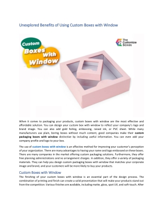 Unexplored Benefits of Using Custom Boxes with Window