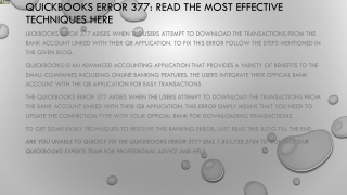 A quick method to fix QuickBooks Error 377