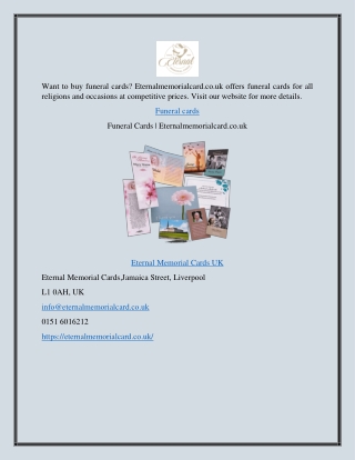 Funeral Cards | Eternalmemorialcard.co.uk