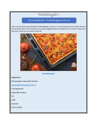 Pizza Bonbeach  michelangelos.com