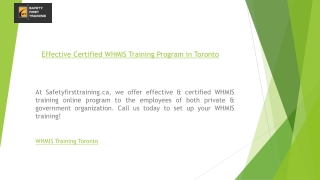 Effective Certified WHMIS Training Program in Toronto