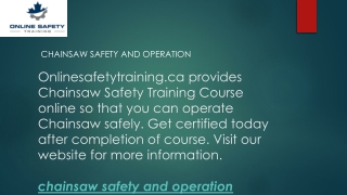 Chainsaw Safety and Operation  Onlinesafetytraining.ca