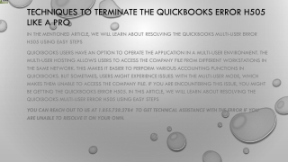 Easy method to quickly troubleshoot QuickBooks Error H505