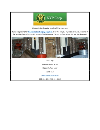 Wholesale Landscaping Supplies | Nyp-corp.com
