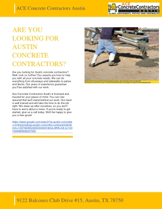 ACE CONCRETE CONTRACTORS AUSTIN - ARE YOU LOOKING FOR AUSTIN CONCRETE CONTRACTORS