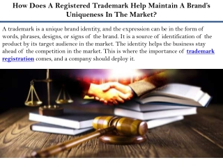 How Does A Registered Trademark Help Maintain A Brand’s Uniqueness In The Market