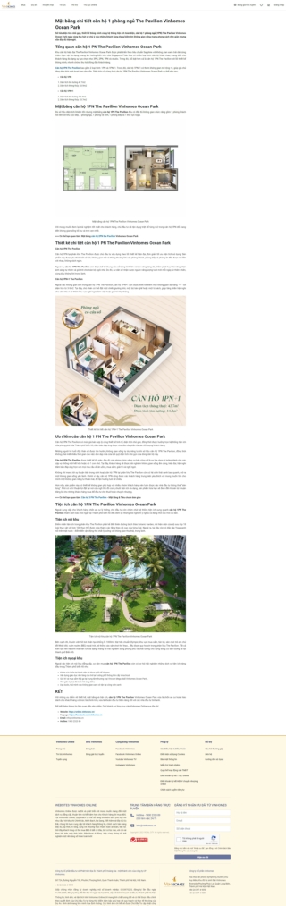 Căn hộ 1PN Pavilion Vinhomes Ocean Park - Mặt bằng chi tiết_ - online.vinhomes.vn