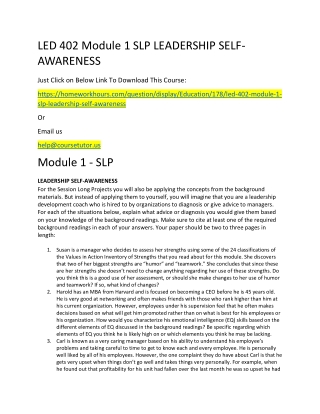 LED 402 Module 1 SLP LEADERSHIP SELF-AWARENESS