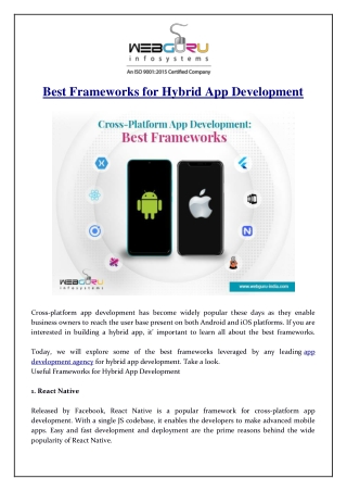 Best Frameworks for Hybrid App Development