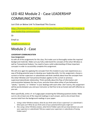 LED 402 Module 2 - Case LEADERSHIP COMMUNICATION