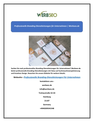 Professionelle Branding Dienstleistungen für Unternehmen | Werbseo.de