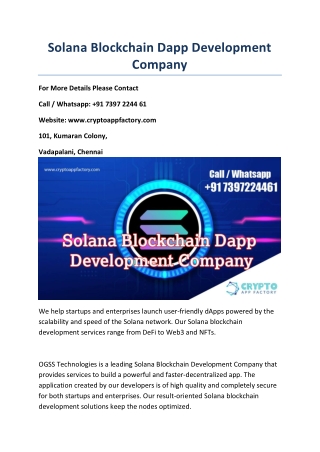 Solana Blockchain Dapp Development Company