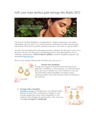 Gift your sister perfect gold earrings this Rakhi 2022