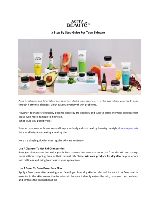 A Step By Step Guide For Teen Skincare