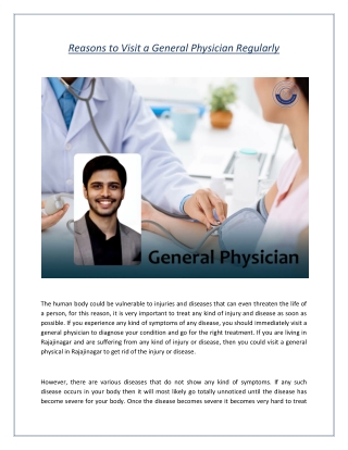 Reasons to Visit a General Physician Regularly