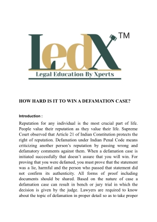 How hard is to win a defamation case