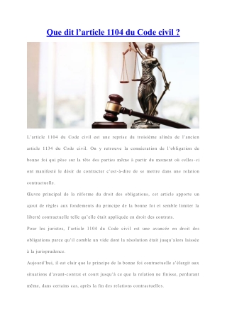 Généralité de l’article 1104 du Code civil.