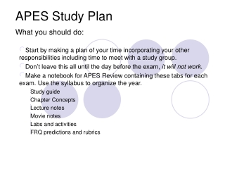 APES Study Plan
