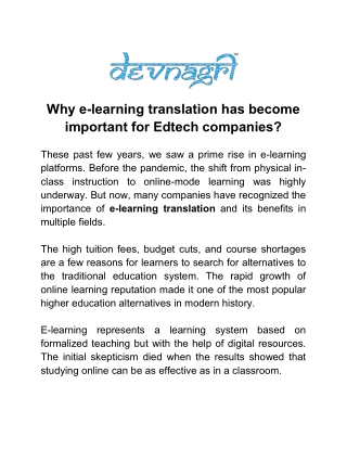 Why e-learning translation has become important for Edtech companies?