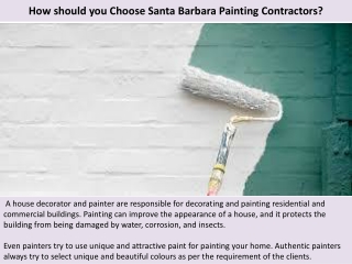 How should you Choose Santa Barbara Painting Contractors?