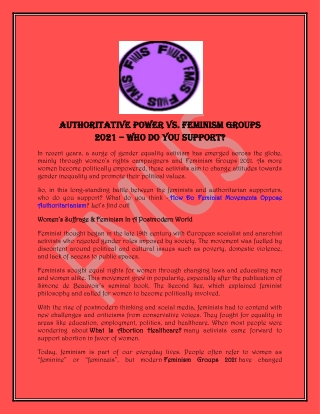 Authoritative Power vs. Feminism Groups 2021 – Who Do You Support