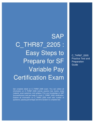 SAP C_THR87_2205 : Easy Steps to Prepare for SF Variable Pay Certification Exam