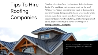 Tips To Hire Roofing Companies