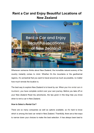 Rent a Car and Enjoy Beautiful Locations of Zealand