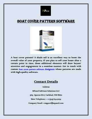 Boat Cover Pattern Software