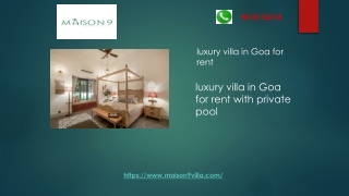 luxury villa in Goa for rent with private pool