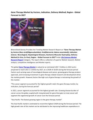 Global Gene Therapy Market Research Report 2022-2027