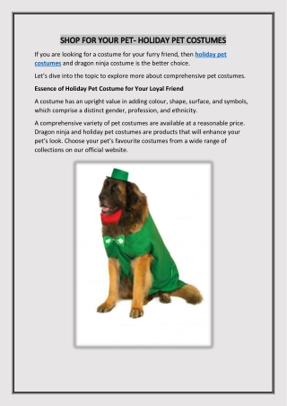 Shop For Your Pet - Holiday Pet Costumes