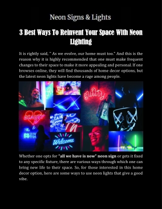 Reinvent Your Space With Modern Neon Signs Lights Online