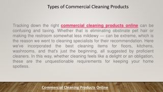 Types of Commercial Cleaning Products