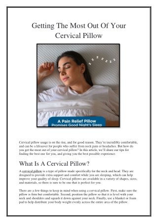 Getting The Most Out Of Your Cervical Pillow