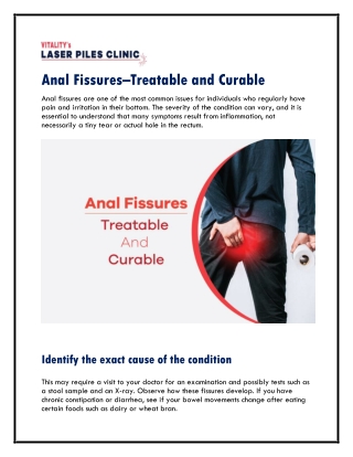 Anal Fissures–Treatable and Curable