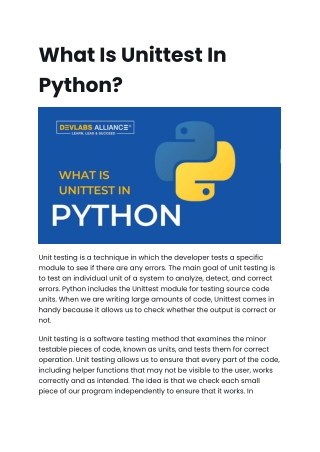 What Is Unittest In Python