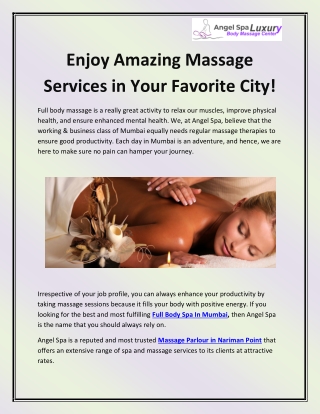 Full Body Spa in Mumbai