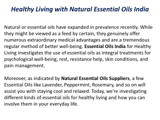 Healthy Living with Natural Essential Oils India