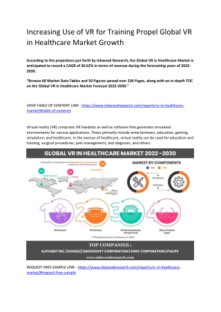 Increasing Use of VR for Training Propel Global VR in Healthcare Market Growth